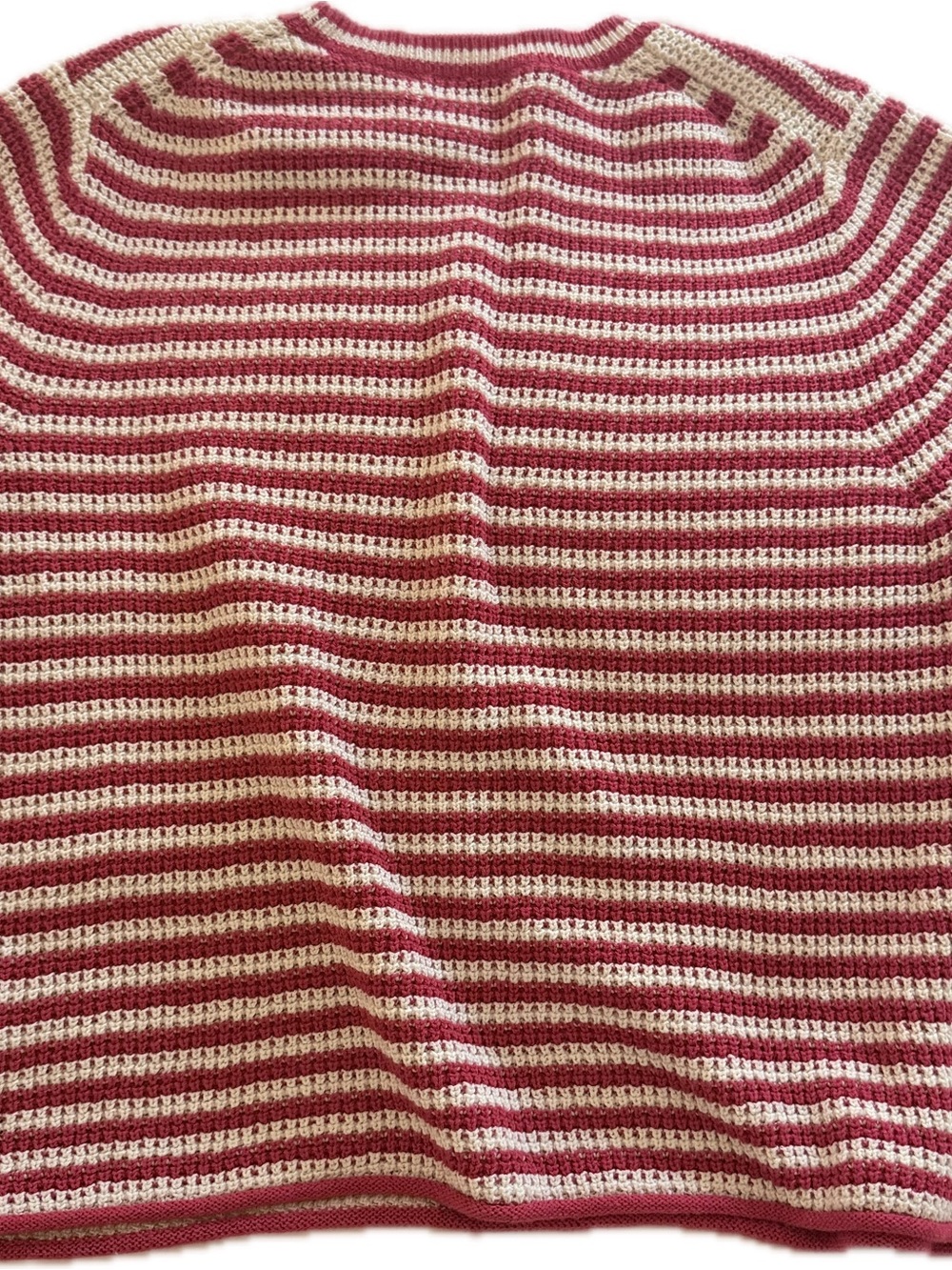 J. Crew Red & Cream Striped Crochet Sweater Top - Picture 3 of 4